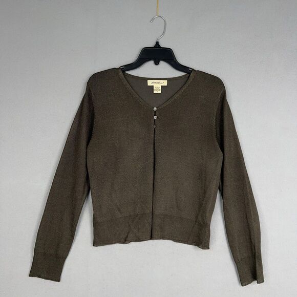 Vintage Eddie Bauer Sweater Womens Medium Cardigan 90s Y2K Metallic Sparkle - Picture 1 of 14